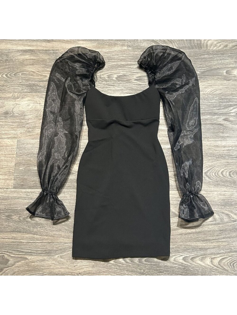 NWT Nookie Size XXS / 0 Eleganza Mini Dress Black Puff Sleeve Cocktail Party NYE